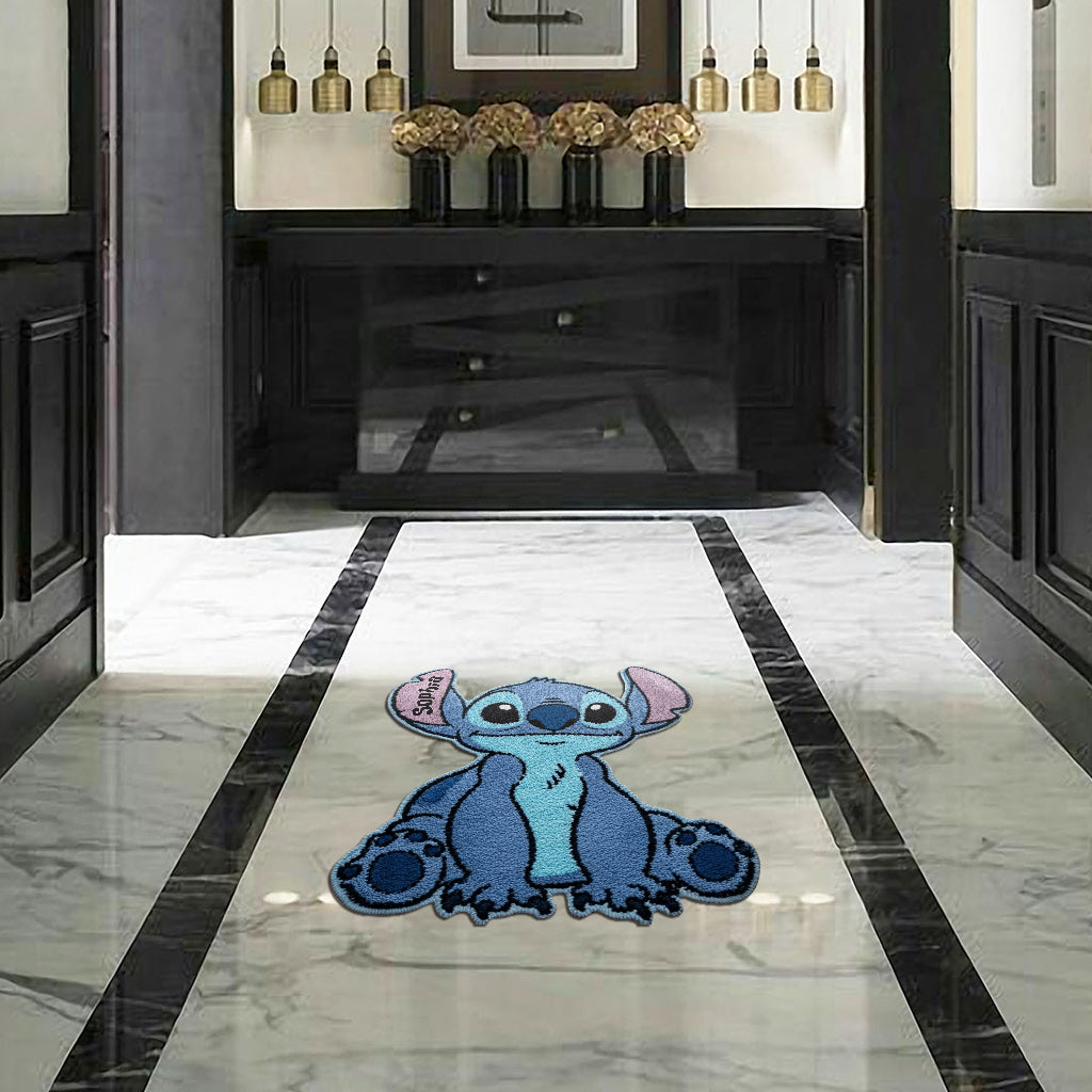 Personalized Blue Alien Tufted Rug Custom Family Gift for Kids