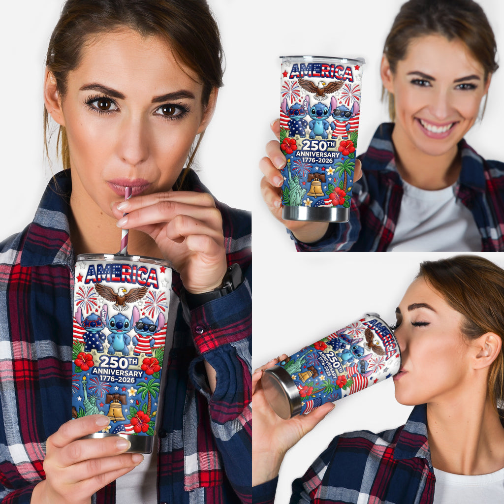 Personalized Cute Blue Alien Tumbler 250th Anniversary Gift with Box