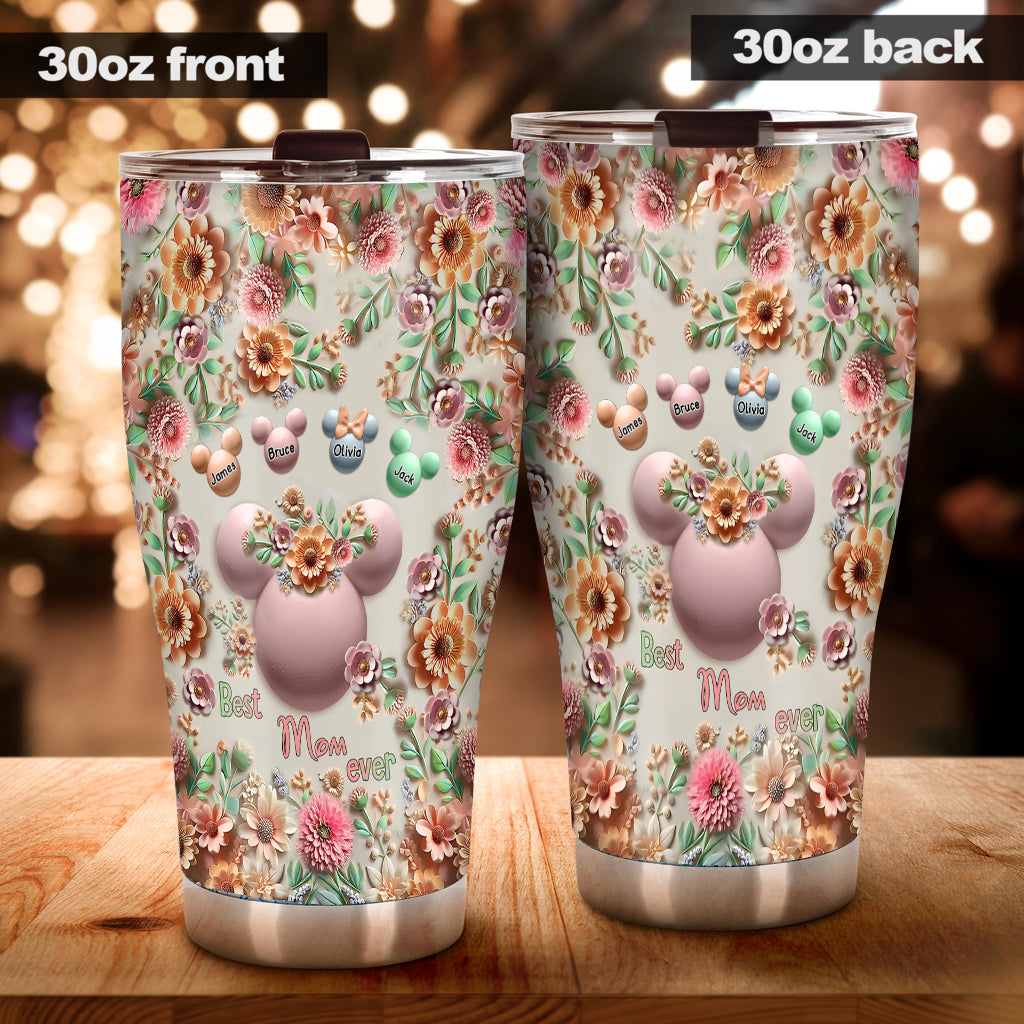 Personalized Floral Tumbler Best Mom Gift Custom Name
