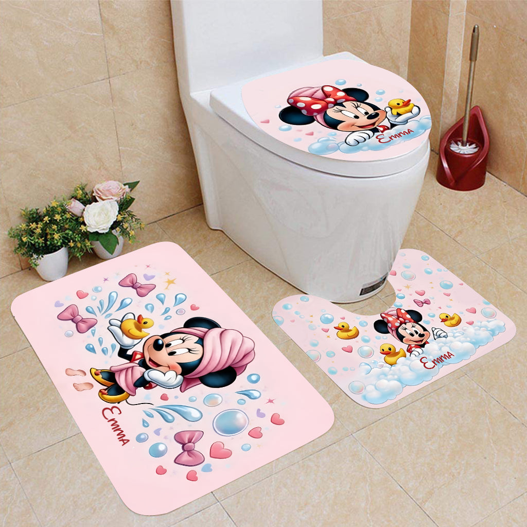 Personalized Mickey Mouse Bathroom Curtain & Mats Set for Kids