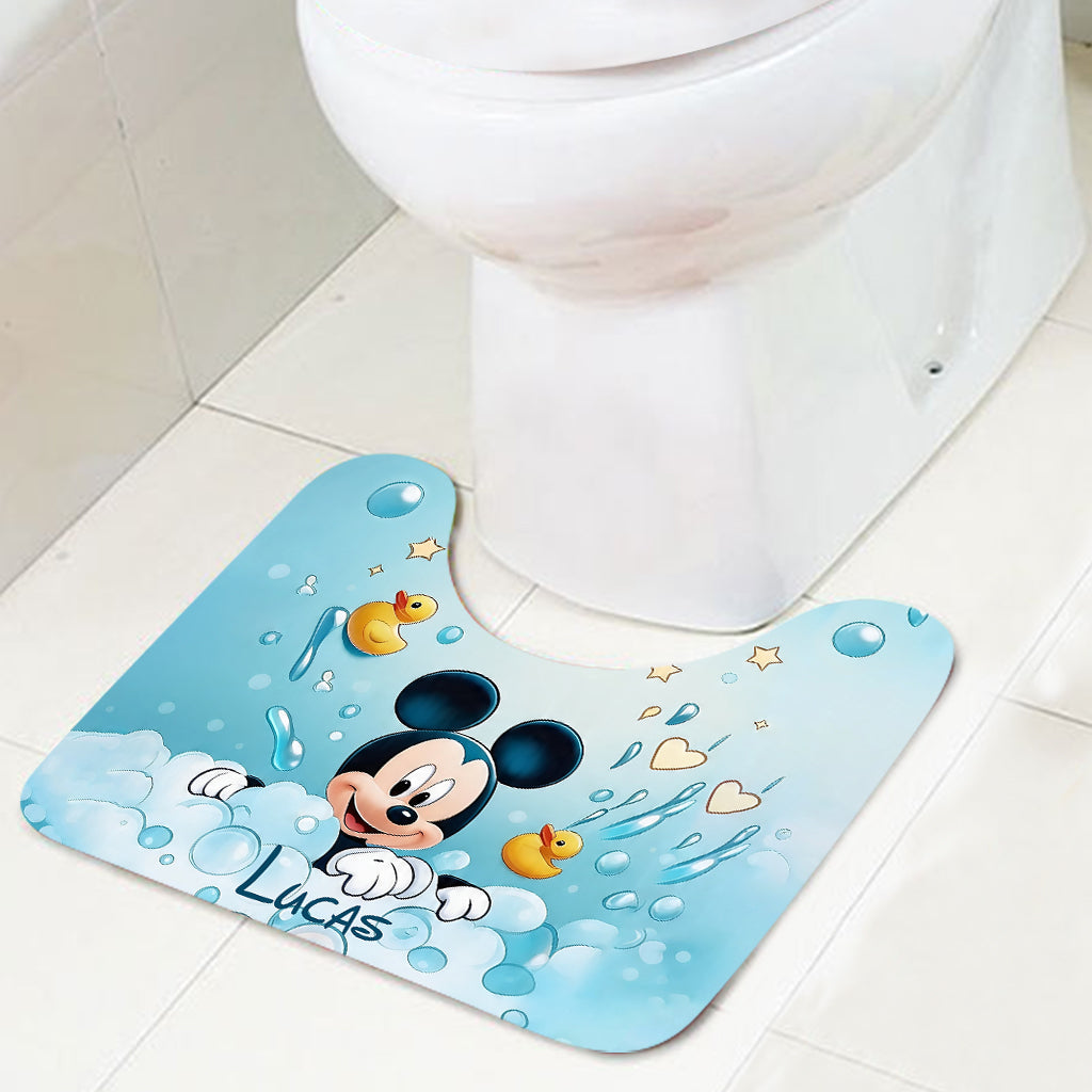 Personalized Mickey Mouse Bathroom Curtain & Mats Set for Kids
