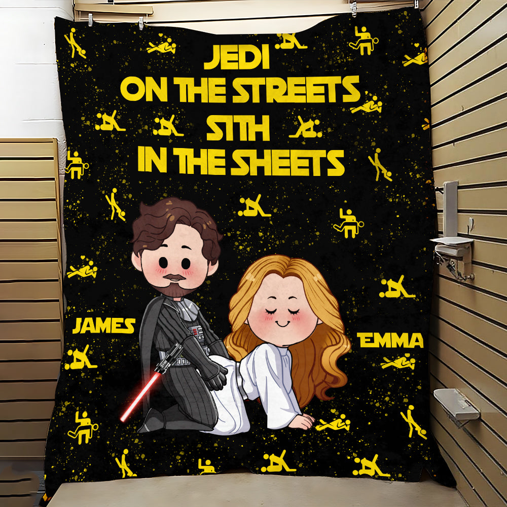 Personalized Jedi in The Streets Sith in The Sheets Blanket - Custom Name Gift for Couples