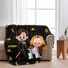 Load image into Gallery viewer, Personalized Jedi in The Streets Sith in The Sheets Blanket - Custom Name Gift for Couples
