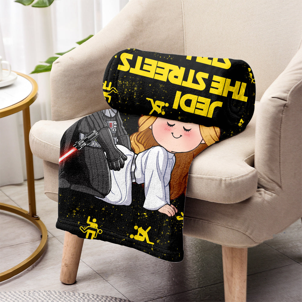 Personalized Jedi in The Streets Sith in The Sheets Blanket - Custom Name Gift for Couples
