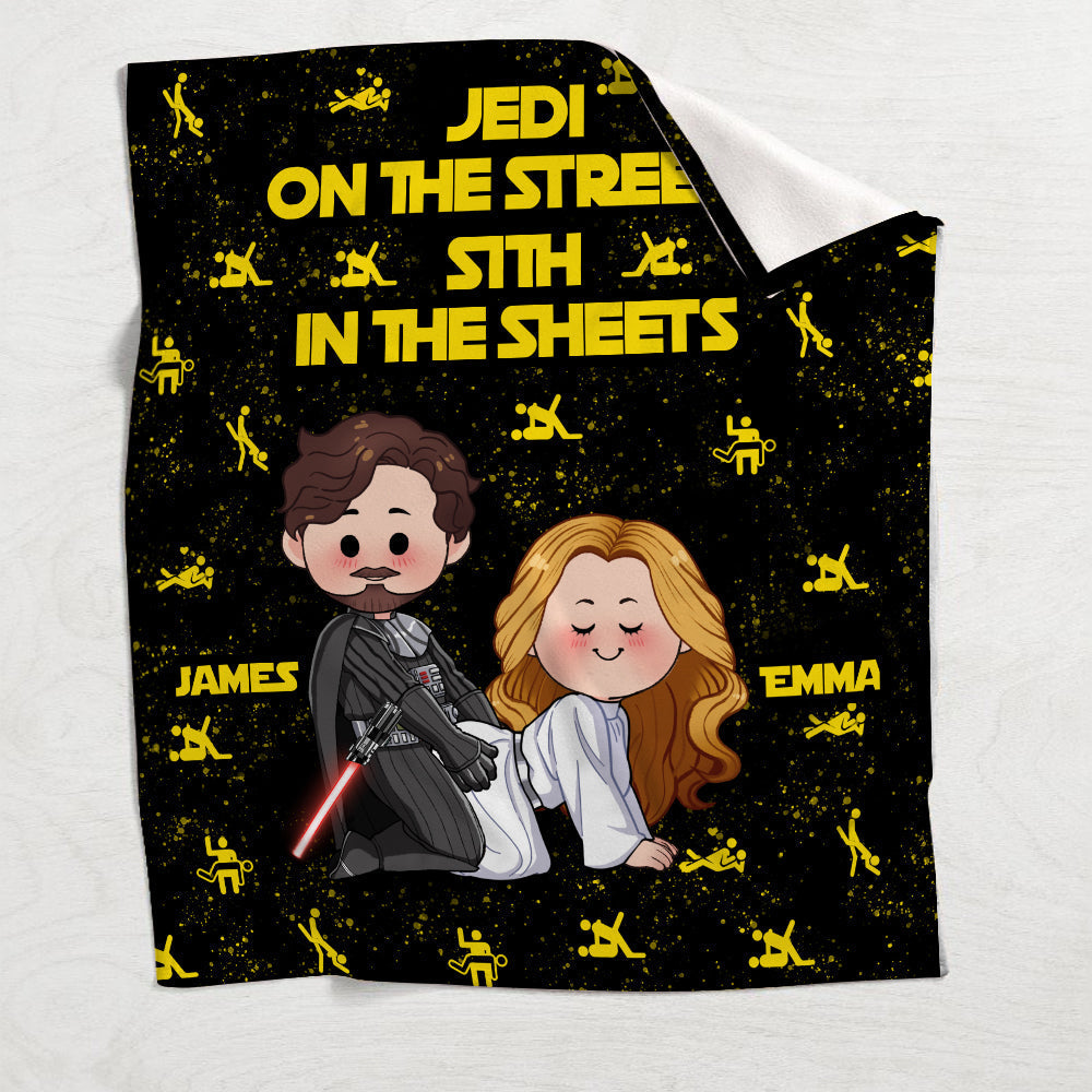 Personalized Jedi in The Streets Sith in The Sheets Blanket - Custom Name Gift for Couples