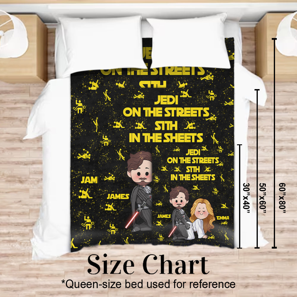Personalized Jedi in The Streets Sith in The Sheets Blanket - Custom Name Gift for Couples