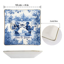 Load image into Gallery viewer, Personalized Blue &amp; White Ceramic Mouse Couple Jewelry Dish
