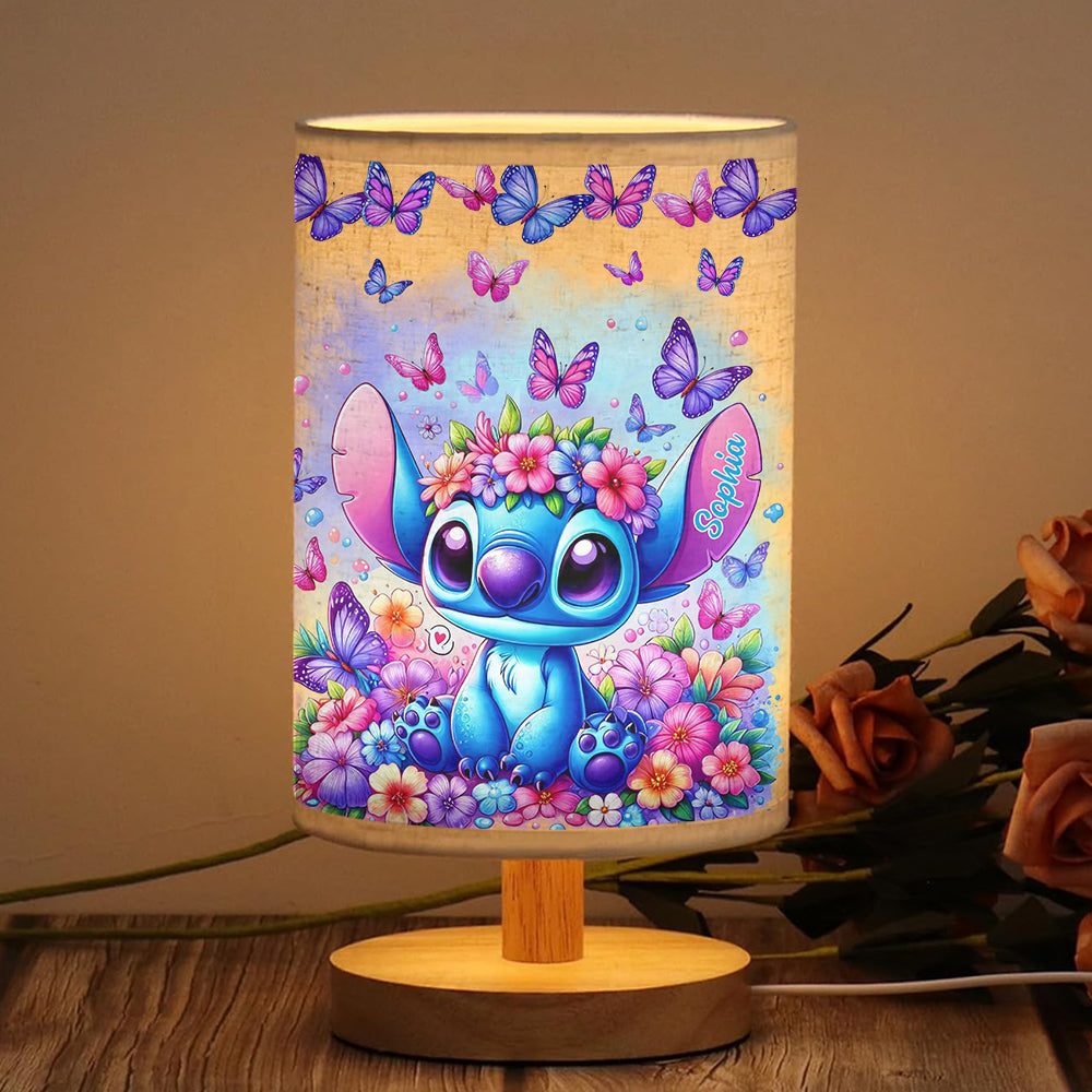 Personalized Tableside Lamp with Wood Base Custom Name Gift