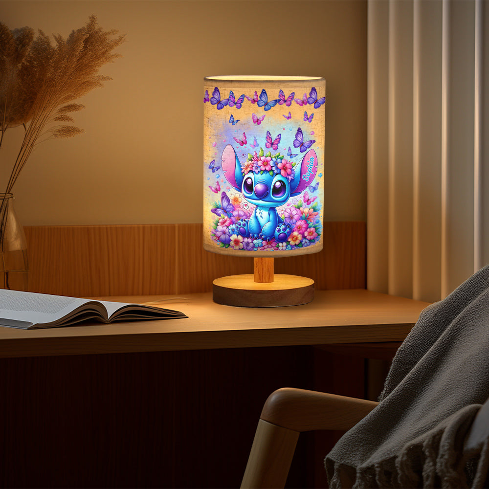 Personalized Tableside Lamp with Wood Base Custom Name Gift