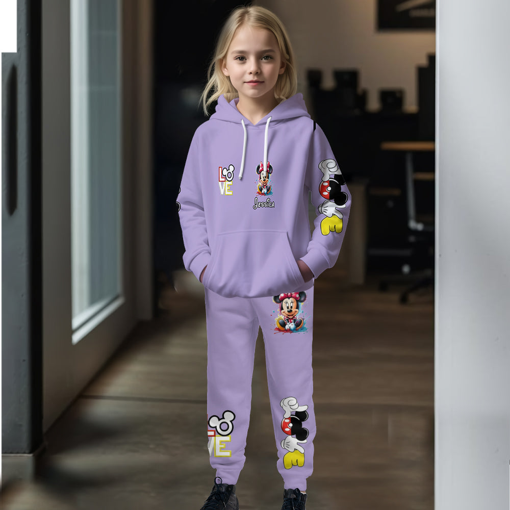 Personalized Kid Hoodie & Jogger Set with Mickey Mouse Design