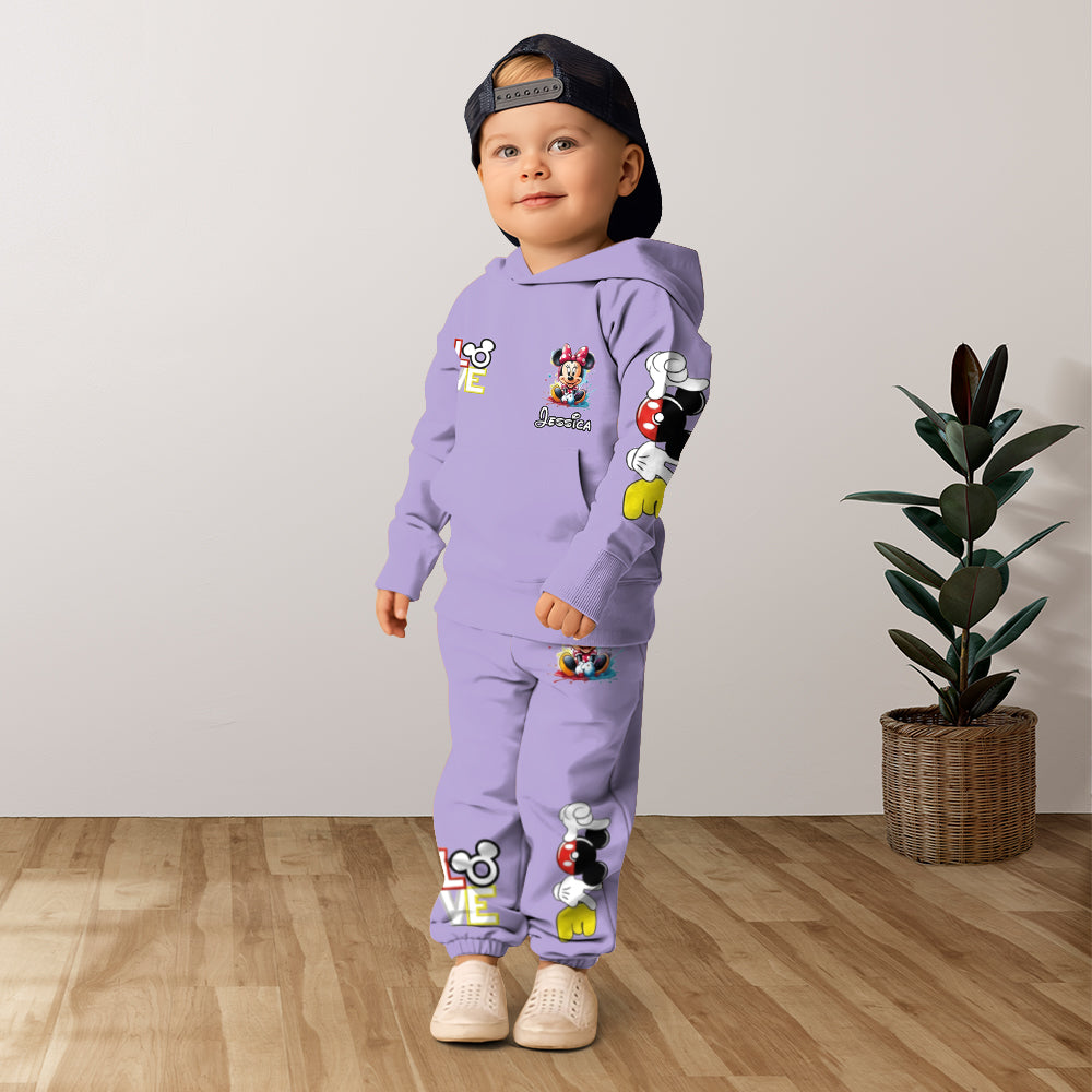 Personalized Kid Hoodie & Jogger Set with Mickey Mouse Design