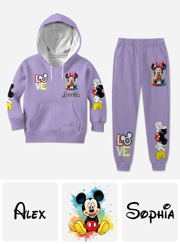 Personalized Kid Hoodie & Jogger Set with Mickey Mouse Design