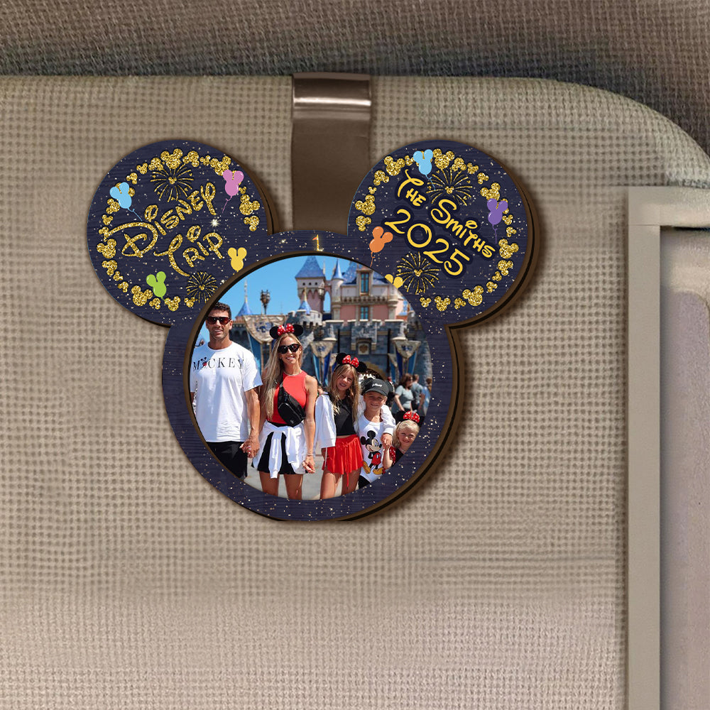 Personalized Family Trip Mouse 2 Layered Car Visor Clip Gift