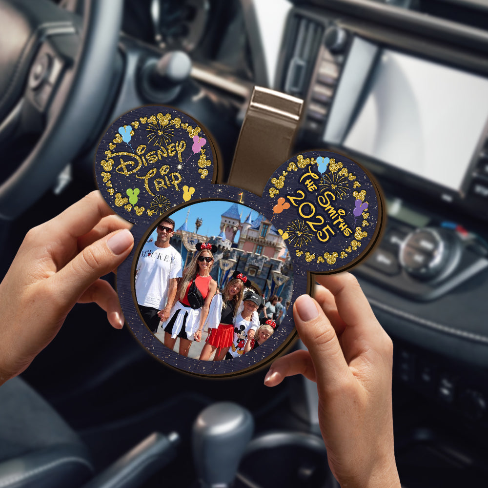 Personalized Family Trip Mouse 2 Layered Car Visor Clip Gift