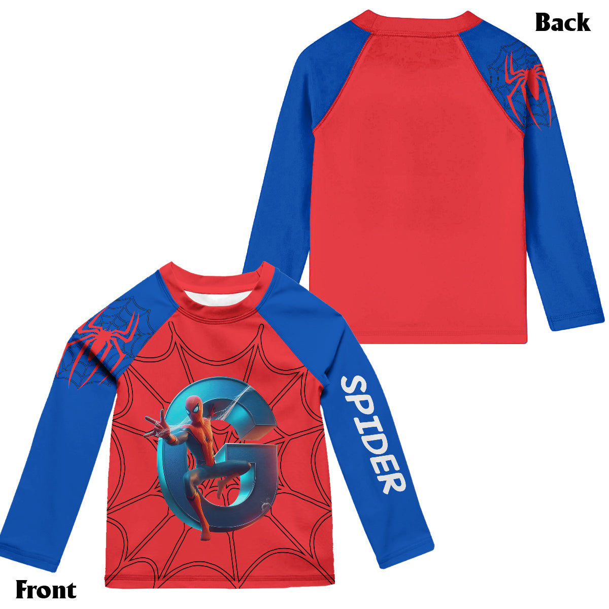 Personalized Spider Kid Rashguard Set with Swim Trunks