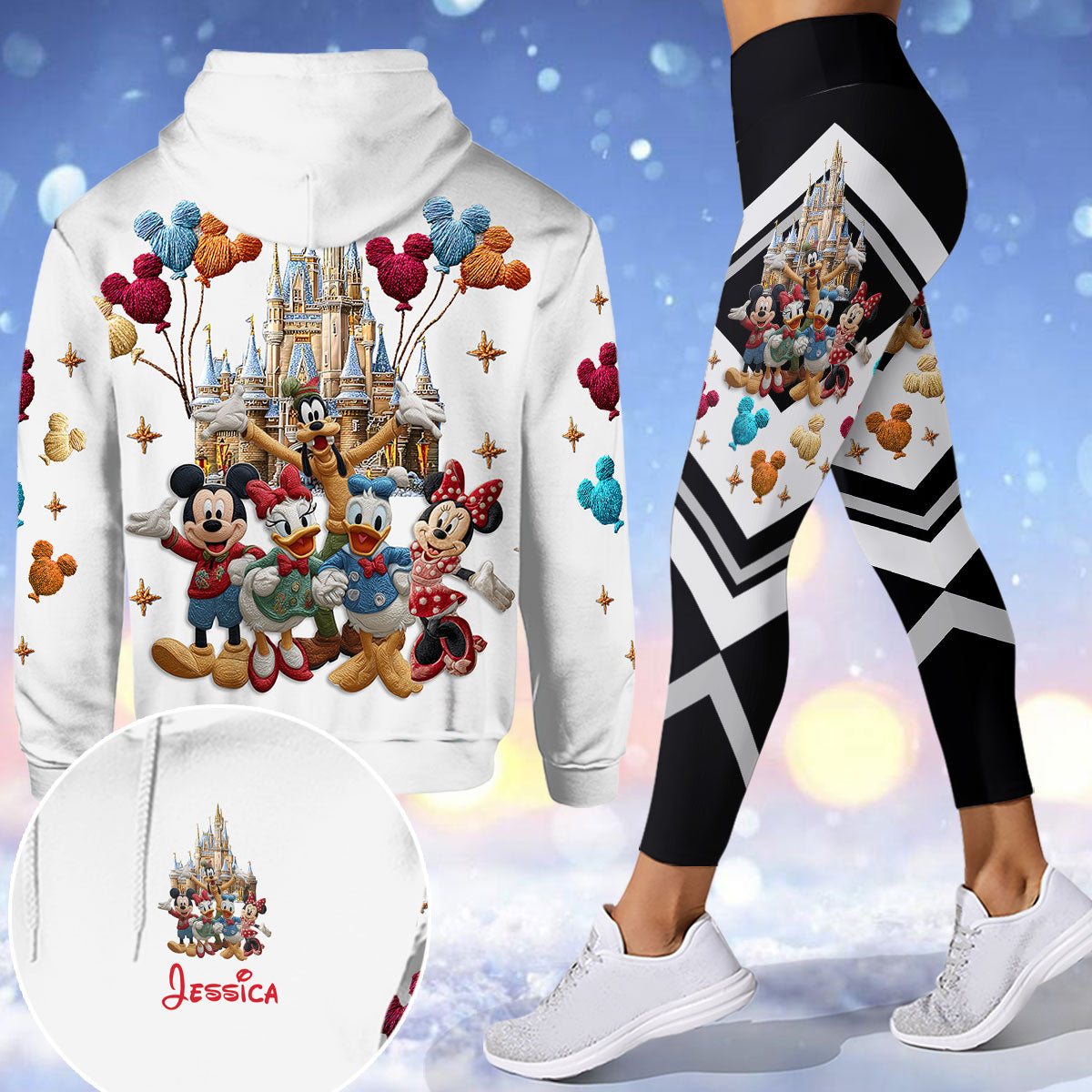 Personalized Disney Character Hoodie and Leggings Set for Kids