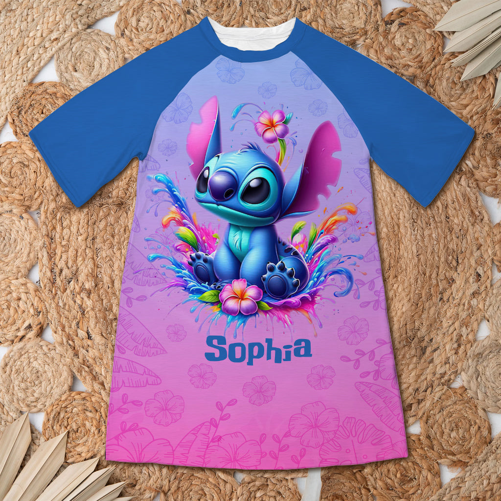 Personalized Ohana Sleep T-shirt Dress Custom Name Gift for Her