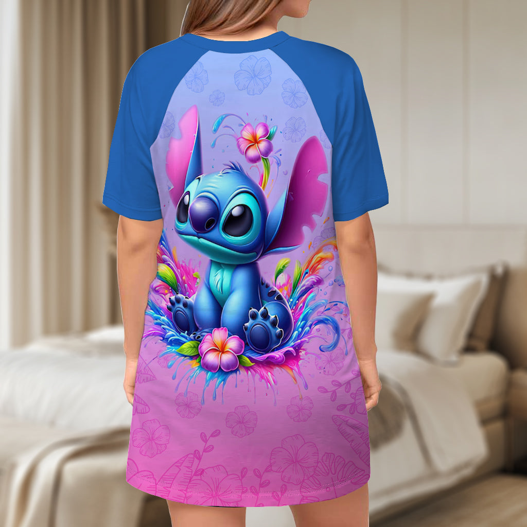 Personalized Ohana Sleep T-shirt Dress Custom Name Gift for Her