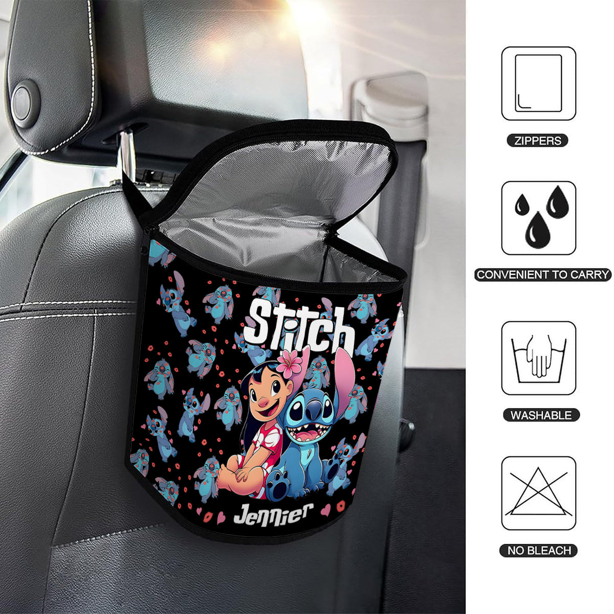 Personalized Ohana Portable Car Trash Can Organizer for Kids