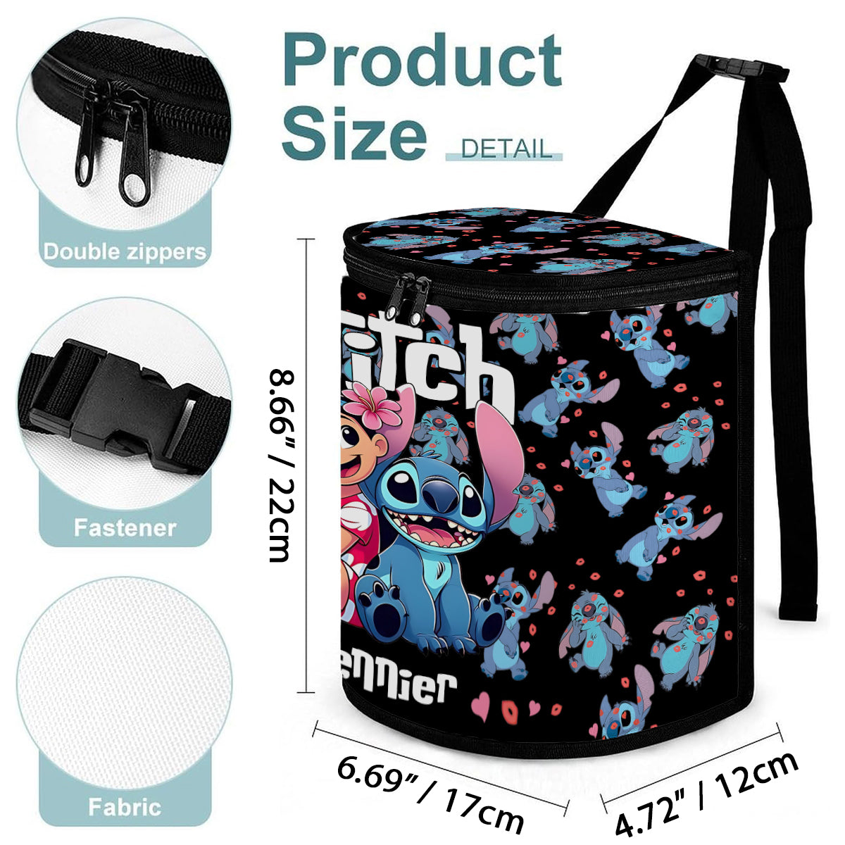 Personalized Ohana Portable Car Trash Can Organizer for Kids