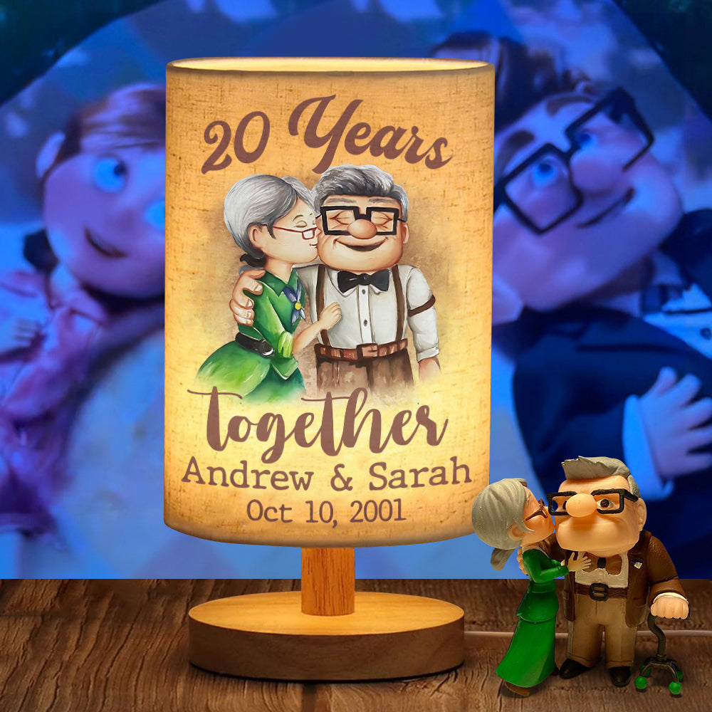 Personalized Table Lamp with Wood Base Custom Couple Gift