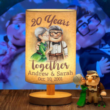 Load image into Gallery viewer, Personalized Table Lamp with Wood Base Custom Couple Gift
