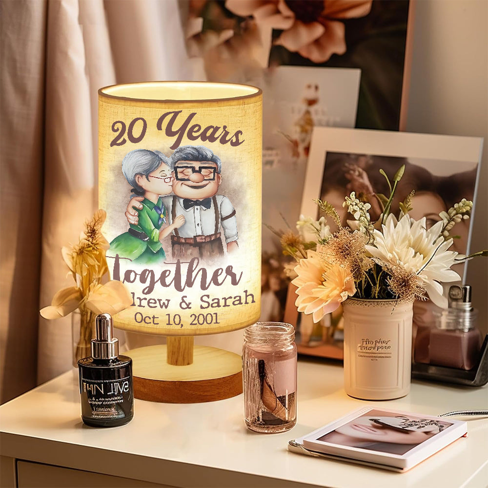 Personalized Table Lamp with Wood Base Custom Couple Gift