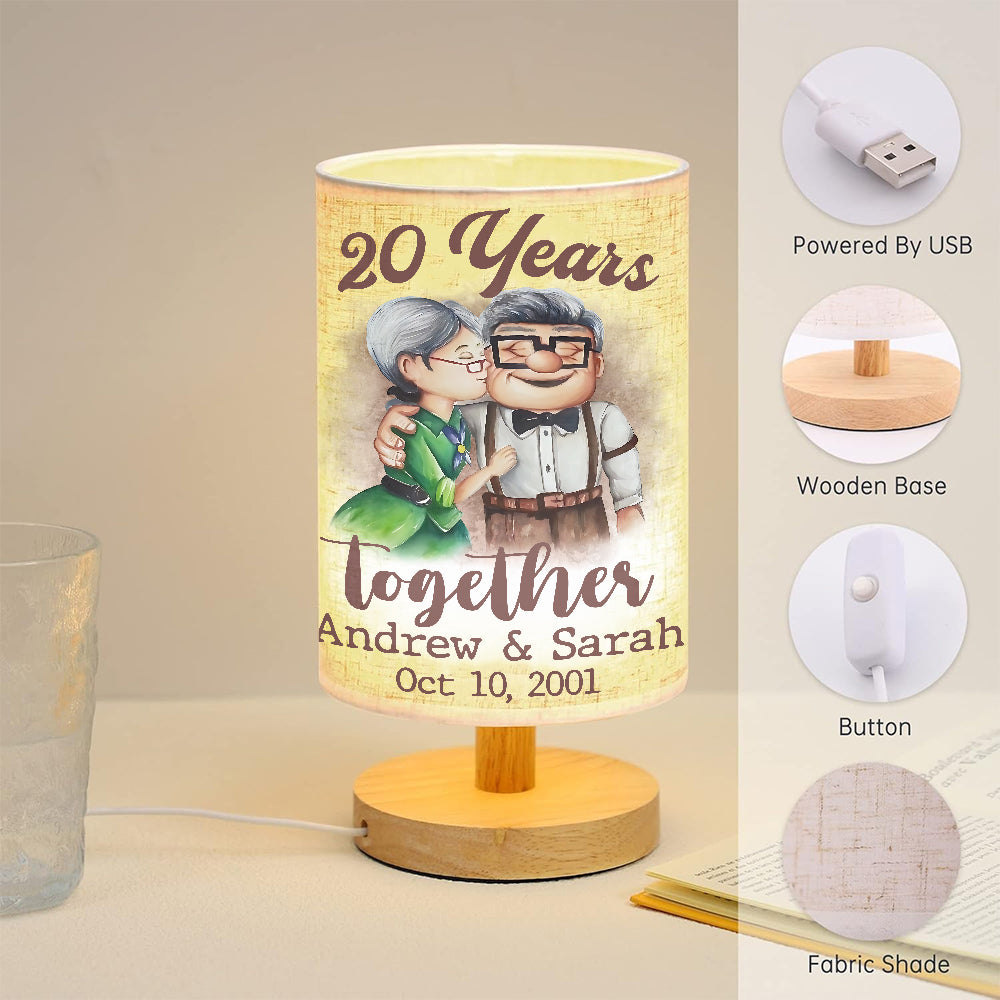Personalized Table Lamp with Wood Base Custom Couple Gift