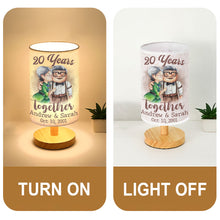 Load image into Gallery viewer, Personalized Table Lamp with Wood Base Custom Couple Gift
