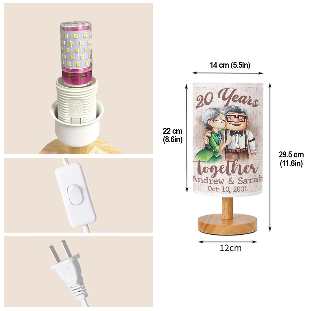 Personalized Table Lamp with Wood Base Custom Couple Gift