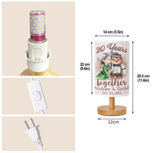 Load image into Gallery viewer, Personalized Table Lamp with Wood Base Custom Couple Gift
