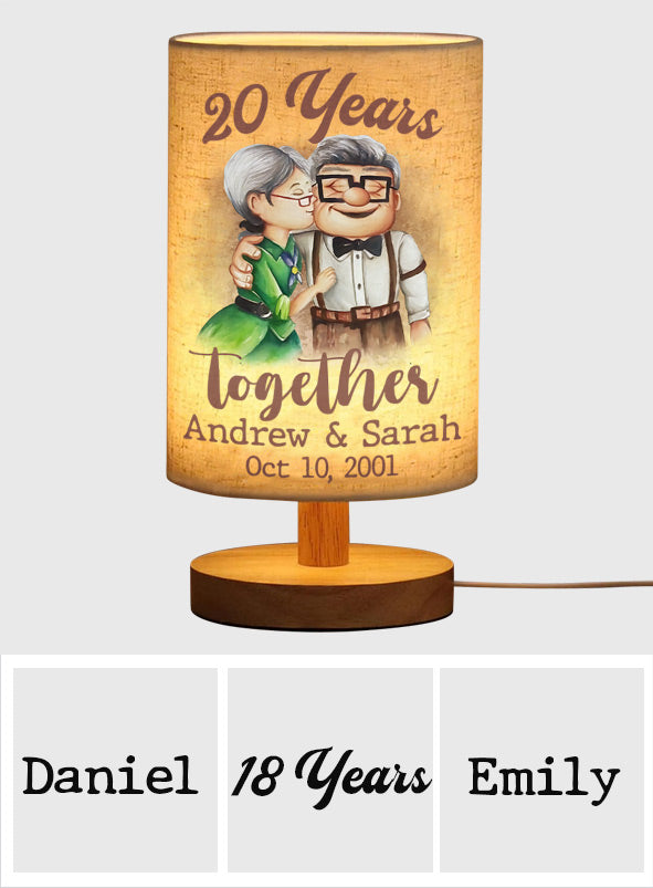 Personalized Table Lamp with Wood Base Custom Couple Gift