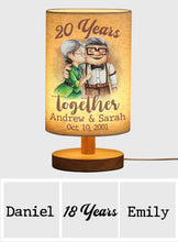 Load image into Gallery viewer, Personalized Table Lamp with Wood Base Custom Couple Gift
