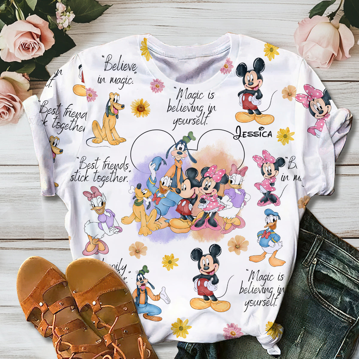 Personalized Disney All Over Shirt Custom Name for Kids