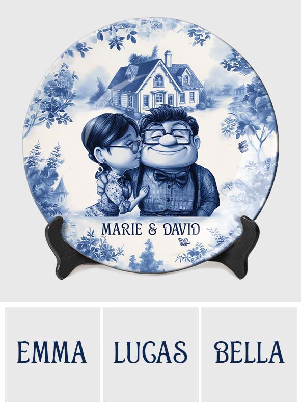 Personalized Ceramic Round Plate Custom Name Gift for Couples