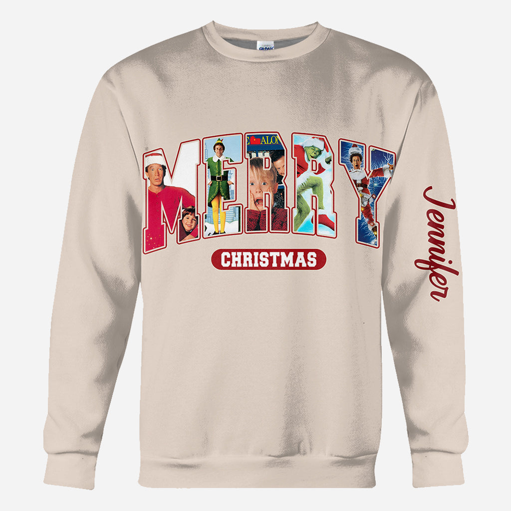 Personalized Christmas Movie Watching All Over Shirt Gift
