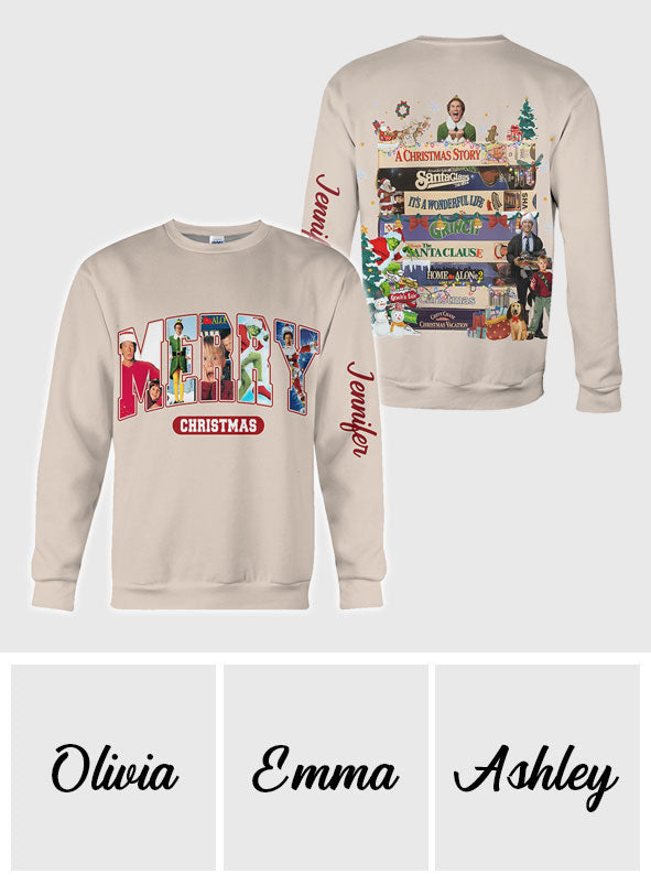 Personalized Christmas Movie Watching All Over Shirt Gift