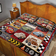 Load image into Gallery viewer, Personalized Cars Themed Quilted Bedding Set for Kids - Gift Idea

