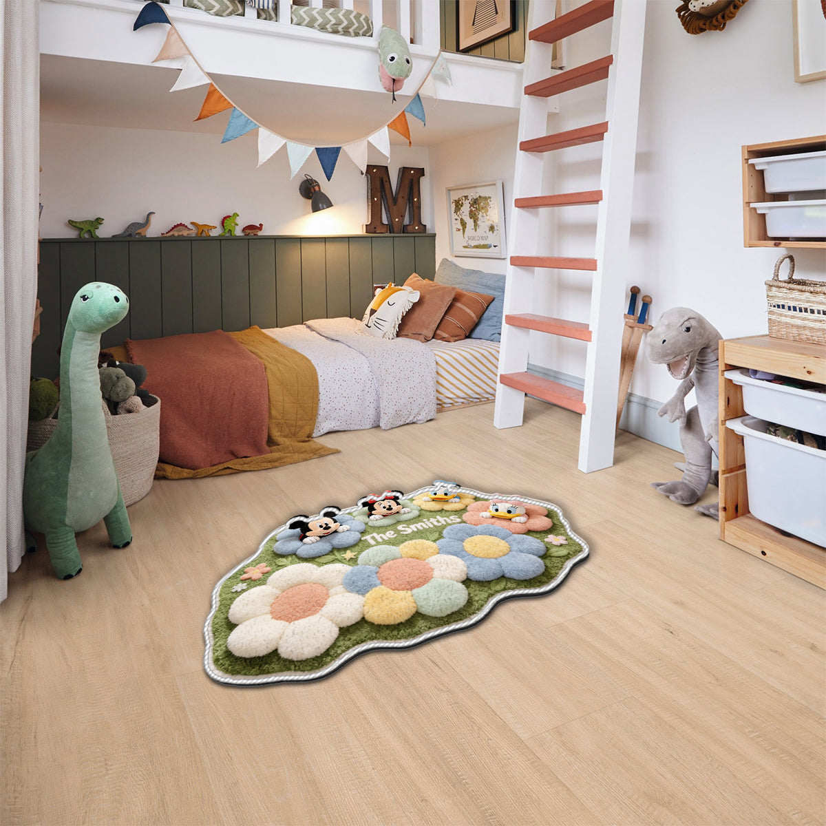 Personalized Tufted Rug with Disney Characters for Family Gift