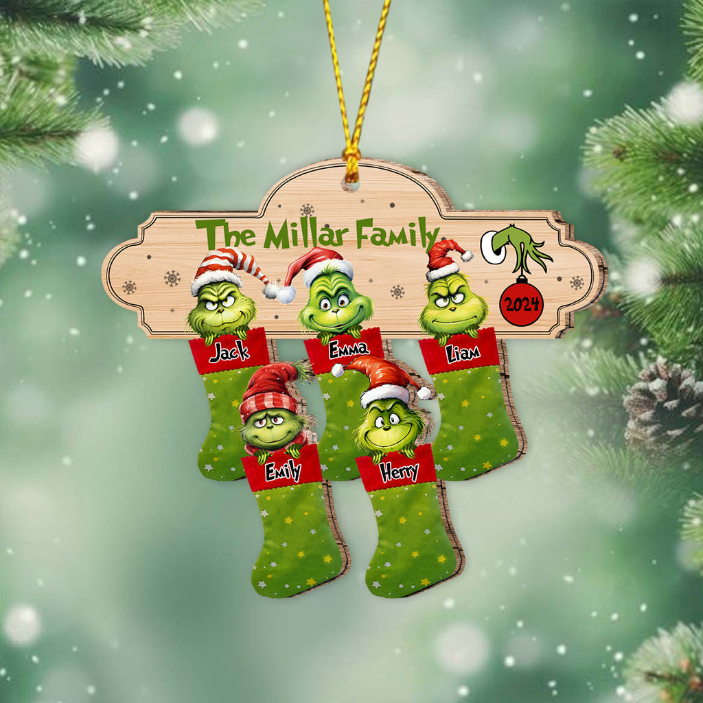 Personalized Grinch Christmas Ornament Custom Family Names Gift