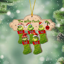 Load image into Gallery viewer, Personalized Grinch Christmas Ornament Custom Family Names Gift
