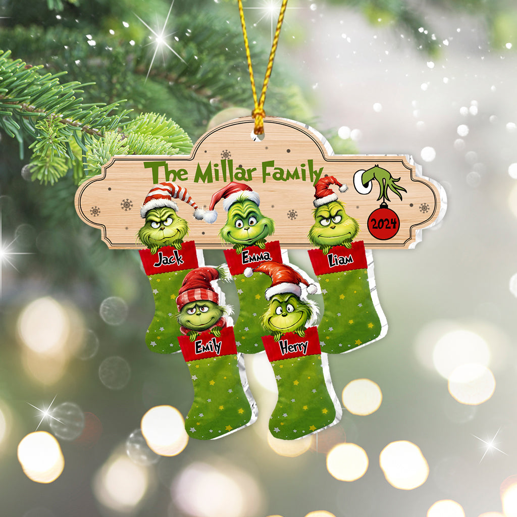 Personalized Grinch Christmas Ornament Custom Family Names Gift