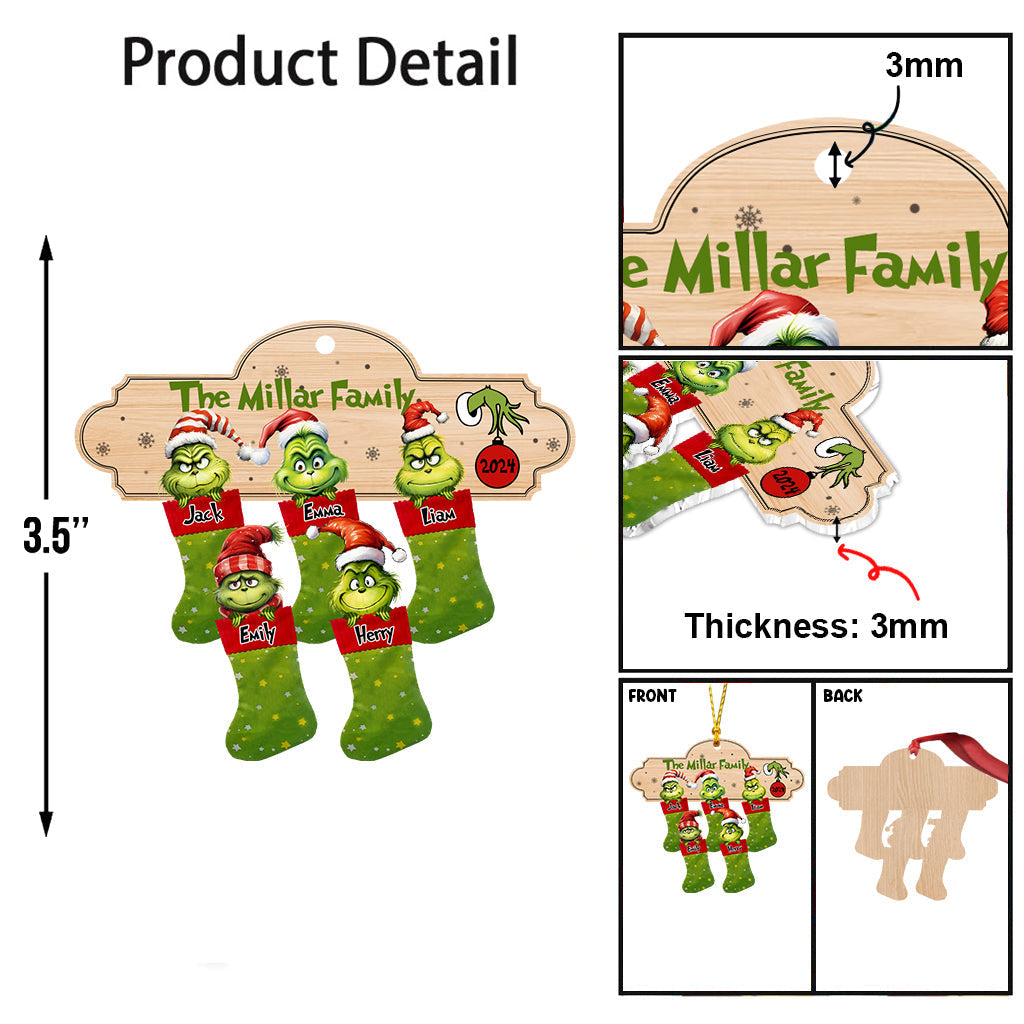 Personalized Grinch Christmas Ornament Custom Family Names Gift