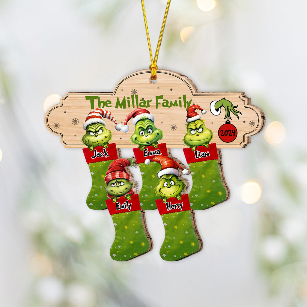 Personalized Grinch Christmas Ornament Custom Family Names Gift