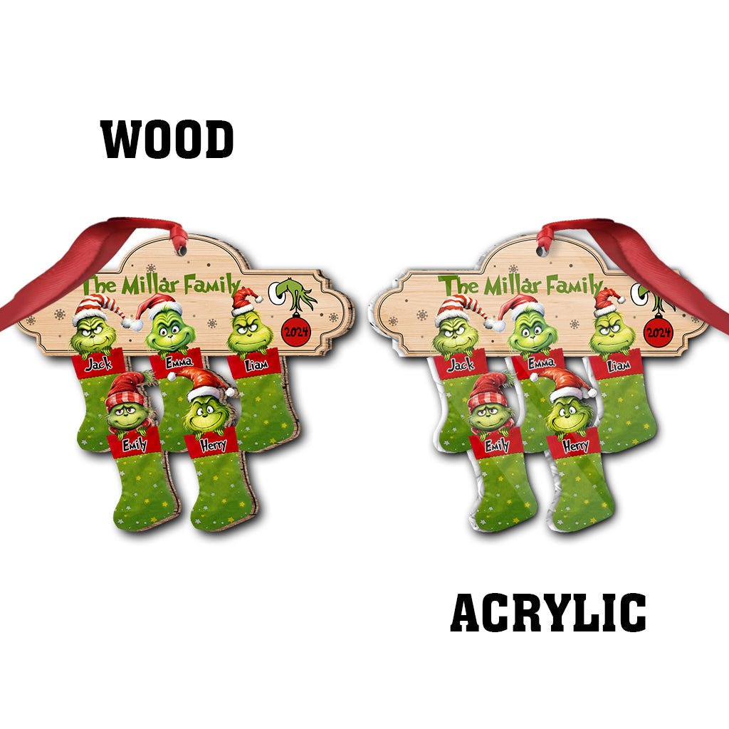Personalized Grinch Christmas Ornament Custom Family Names Gift