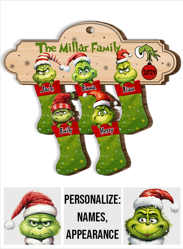 Personalized Grinch Christmas Ornament Custom Family Names Gift