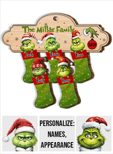 Load image into Gallery viewer, Personalized Grinch Christmas Ornament Custom Family Names Gift
