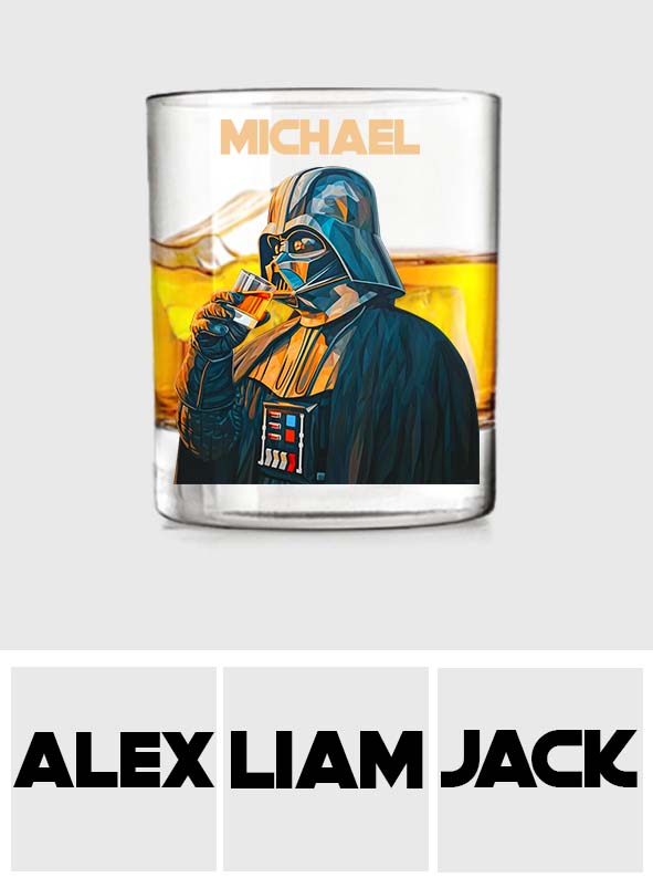 Personalized Darth Vader Whiskey Glass Custom Name Gift for Him