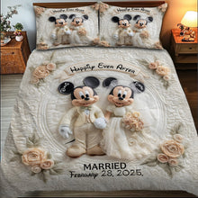 Load image into Gallery viewer, Personalized Happily Ever After Mouse Quilt Set for Couples

