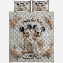 Load image into Gallery viewer, Personalized Happily Ever After Mouse Quilt Set for Couples
